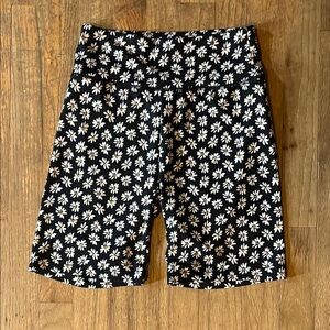 American Eagle Outfitters Black and White Bike Shorts with Flower Pattern